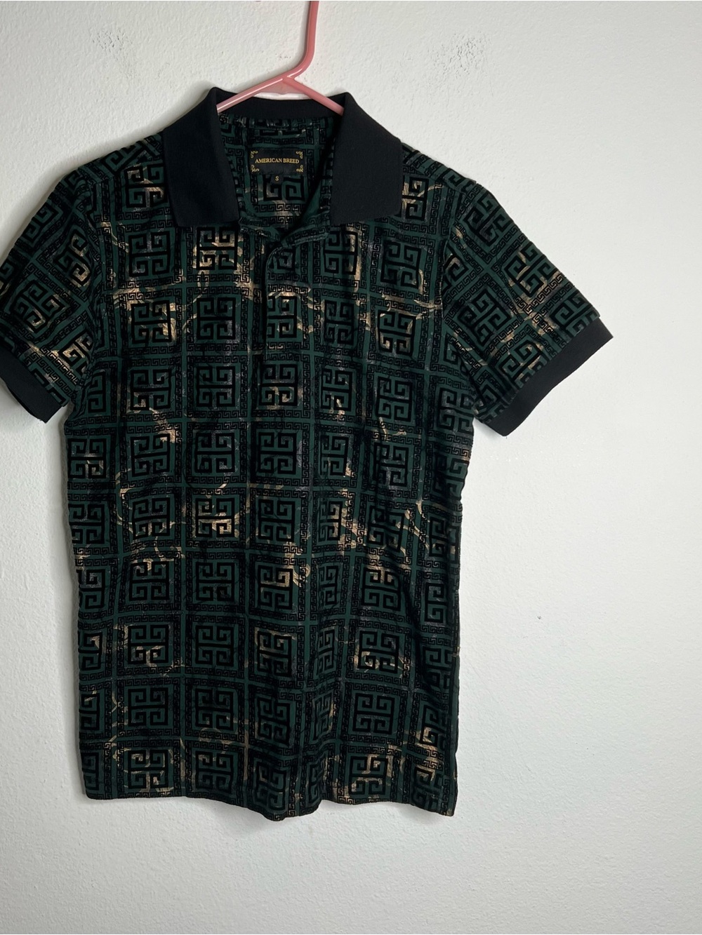 American Breed Mens Polo Shirt Geometric Print Size Small